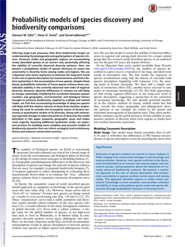 Probabilistic Models of Species Discovery and Biodiversity