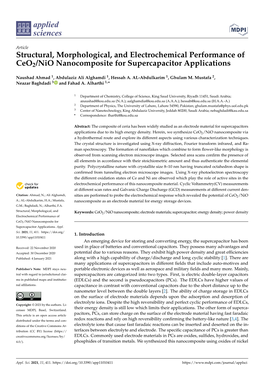 Structural, Morphological, and Electrochemical Performance of Ceo2/Nio Nanocomposite for Supercapacitor Applications