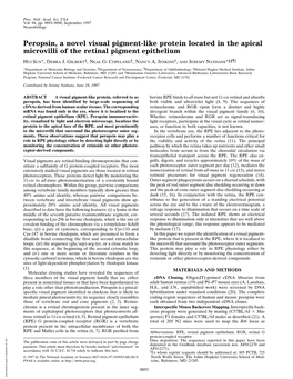 Peropsin, a Novel Visual Pigment-Like Protein Located in the Apical Microvilli of the Retinal Pigment Epithelium