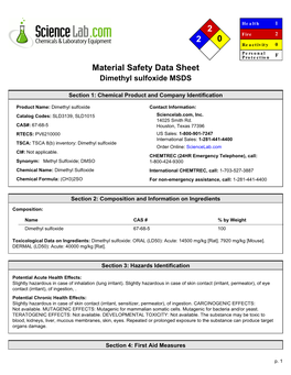 Dimethyl Sulfoxide MSDS