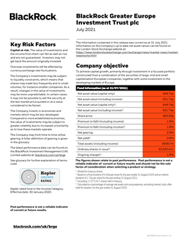 Blackrock Greater Europe Investment Trust Plc July 2021