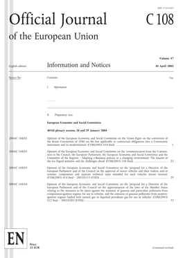 Official Journal C108 of the European Union