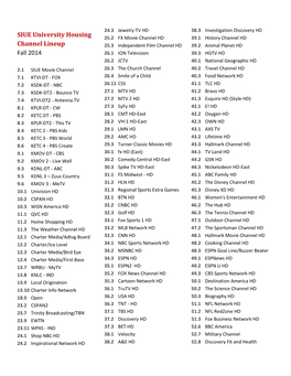 SIUE University Housing Channel Lineup Fall 2014