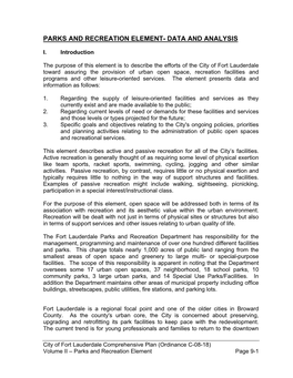 Parks and Recreation Element- Data and Analysis