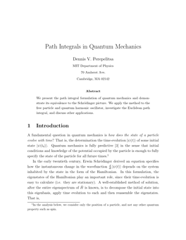 Path Integrals in Quantum Mechanics