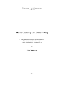 Metric Geometry in a Tame Setting