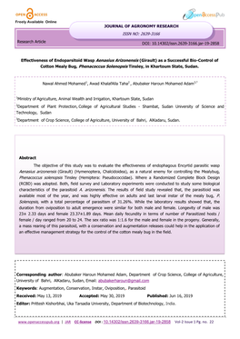 ISSN NO: 2639-3166 Phenacoccus Solenopsis A. Arizonensis P