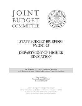 Staff Budget Briefing Fy 2021-22