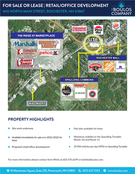 For Sale Or Lease | Retail/Office Development 400 North Main Street, Rochester, Nh 03867