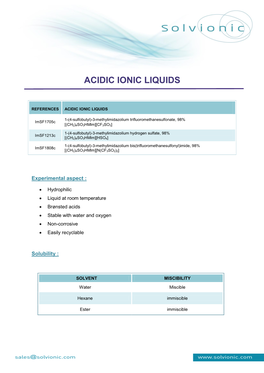 Acidic Ionic Liquids