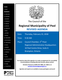 2018 02 22 REVISED Regional Council Agenda
