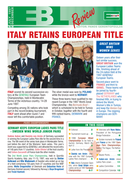 Italy Retains European Title