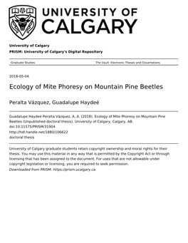 Ecology of Mite Phoresy on Mountain Pine Beetles
