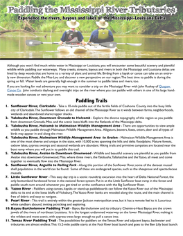 Paddling the Mississippi River Tributaries Experience the Rivers, Bayous and Lakes of the Mississippi-Louisiana Delta