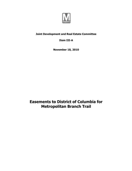 Easements to District of Columbia for Metropolitan Branch Trail