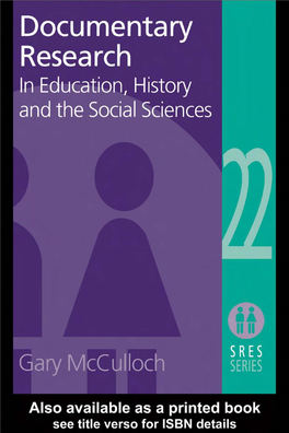 Documentary Research in Education, History and the Social Sciences