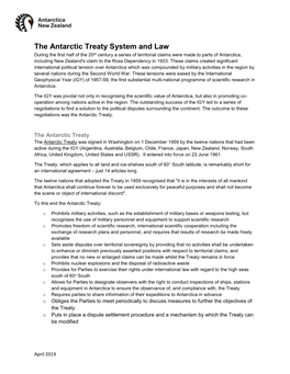 The Antarctic Treaty System And