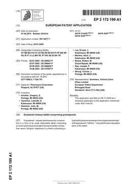 Sustained Release Tablet Comprising Pramipexole