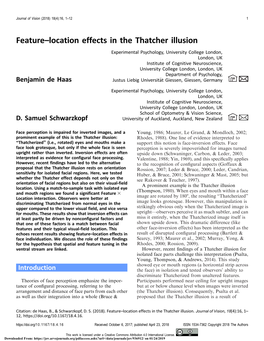 Feature–Location Effects in the Thatcher Illusion