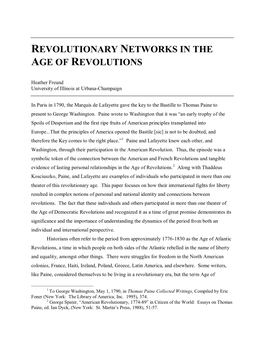 Revolutionary Networks in the Age of Revolutions
