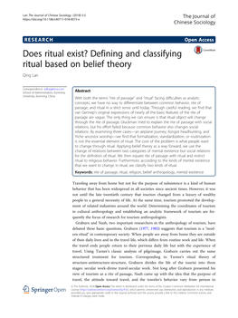 Defining and Classifying Ritual Based on Belief Theory Qing Lan