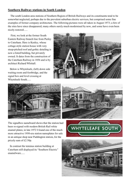 Southern Railway Stations in South London