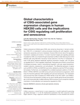 Global Characteristics of Csig-Associated Gene Expression Changes in Human Hek293 Cells and the Implications for Csig Regulating Cell Proliferation and Senescence