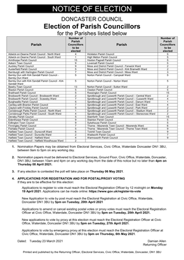 Notice of Election