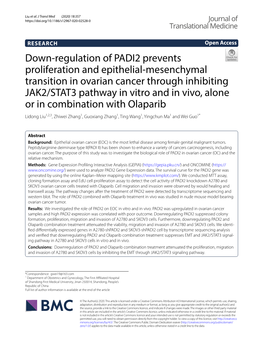 Down-Regulation of PADI2 Prevents Proliferation and Epithelial