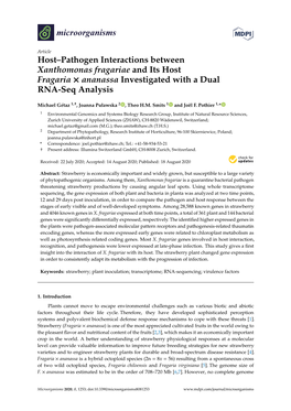 Host–Pathogen Interactions Between Xanthomonas Fragariae and Its Host Fragaria × Ananassa Investigated with a Dual RNA-Seq Analysis