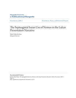 The Septuagintal Isaian Use of Nomos in the Lukan Presentation Narrative