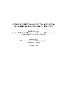Communication in Cabin Safety
