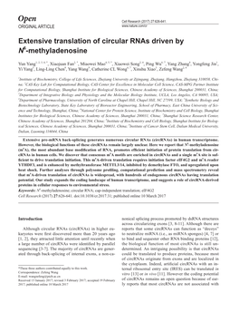 Extensive Translation of Circular Rnas Driven by N6-Methyladenosine