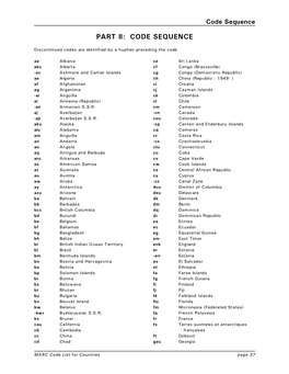 MARC Code List for Countries: Part I