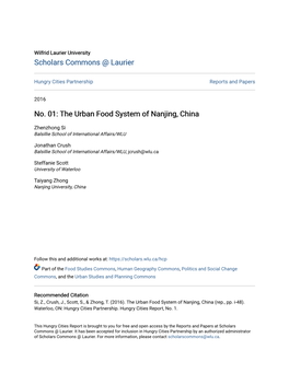 No. 01: the Urban Food System of Nanjing, China