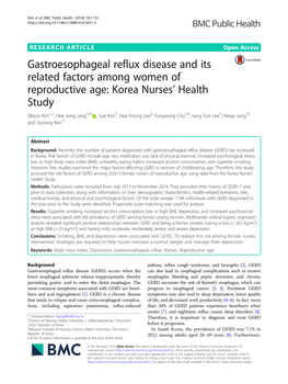 Gastroesophageal Reflux Disease and Its Related