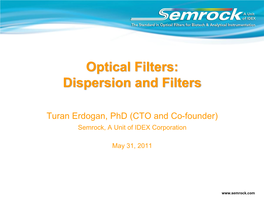 Dispersion and Filters