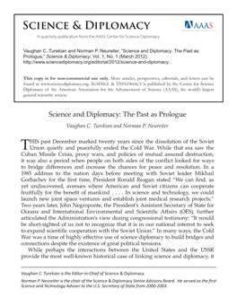 The Past As Prologue,” Science & Diplomacy, Vol