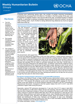 OCHA Weekly Humanitarian Bulletin