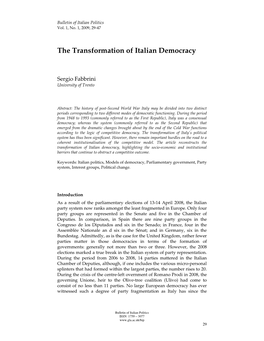 The Transformation of Italian Democracy