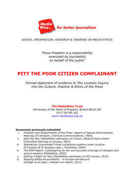 Pity the Poor Citizen Complainant