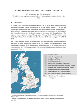 Current Developments in Uk Mining Projects