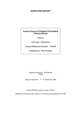 INSPECTION REPORT Loscoe Church of England (Controlled