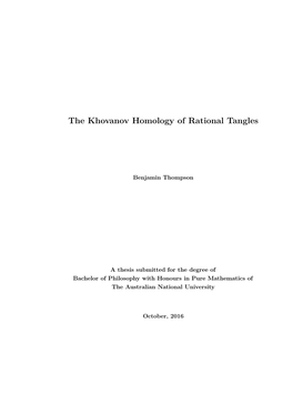 The Khovanov Homology of Rational Tangles