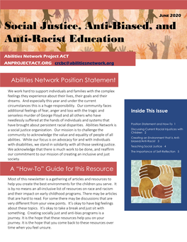 Social Justice, Anti-Biased, and Anti-Racist Education