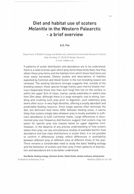 Diet and Habitat Use of Scoters Melanitta in the Western Palearctic - a Brief Overview