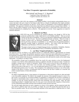 Von Mises' Frequentist Approach to Probability