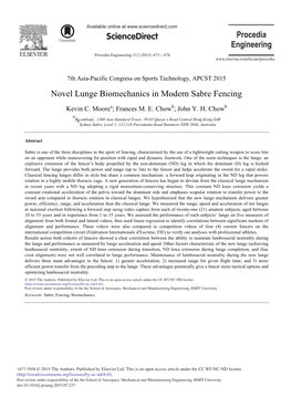 Novel Lunge Biomechanics in Modern Sabre Fencing