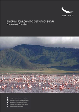 ITINERARY for ROMANTIC EAST AFRICA SAFARI Tanzania & Zanzibar