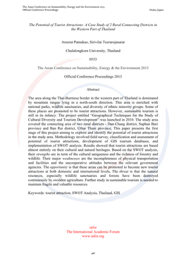 The Potential of Tourist Attractions: a Case Study of 2 Rural Connecting Districts in the Western Part of Thailand